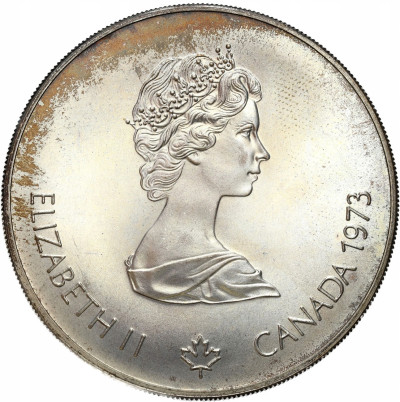 Kanada. 5 dolarów 1973 XXI Letnie I.O. Montreal 1976 Mapa Ameryki Pn SREBRO