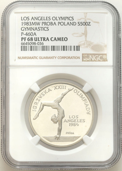 PRL. PRÓBA srebro 500 złotych 1983 Los Angeles NGC PF68 ULTRA CAMEO (2 MAX)