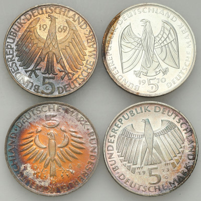 Niemcy. 5 marek 1968-1973 RÓŻNE, 4 szt – SREBRO