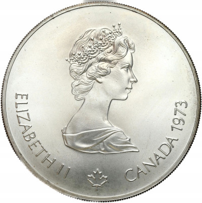 Kanada. 5 dolarów 1973, XXI Letnie IO Montreal 1976, Mapa Ameryki Pn SREBRO