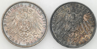 Niemcy. 3 marki 1910-1914 J, G, 2 szt - SREBRO