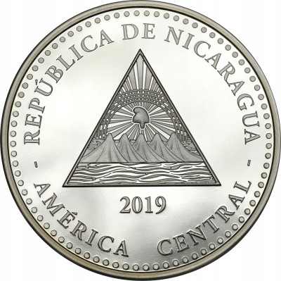Nikaragua. 10 córdob 2019, Żółw – UNCJA SREBRA