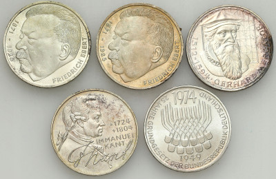 Niemcy. 5 marek 1969-1975 RÓŻNE, 5 szt – SREBRO