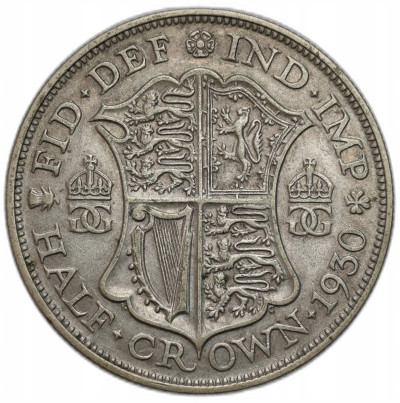 Anglia - 1/2 korony 1930 George V - SREBRO