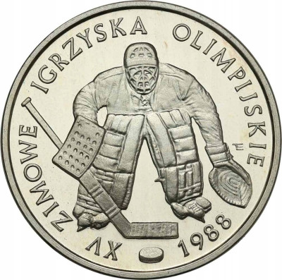 PRL 500 złotych 1987 XV Zimowe Igrzyska hokej – SREBRO