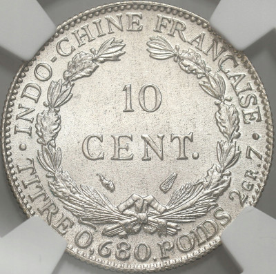 Indochiny Francuskie. 10 centymów 1937 NGC MS66 (2 MAX)