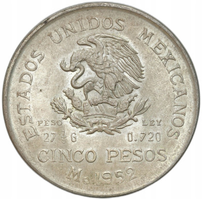 Meksyk. 5 peso 1952 – SREBRO