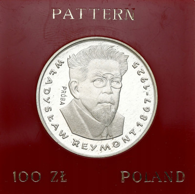 PRÓBA Srebro 100 złotych 1977 Władysław Reymont