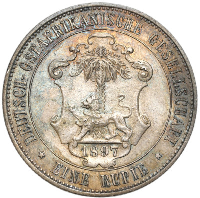 Niemiecka Afryka Wschodnia. Wilhelm II . 1 rupia 1897 – SREBRO