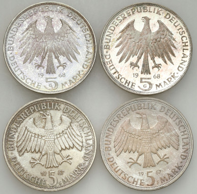 Niemcy. 5 marek 1967-1968 RÓŻNE, 4 szt – SREBRO