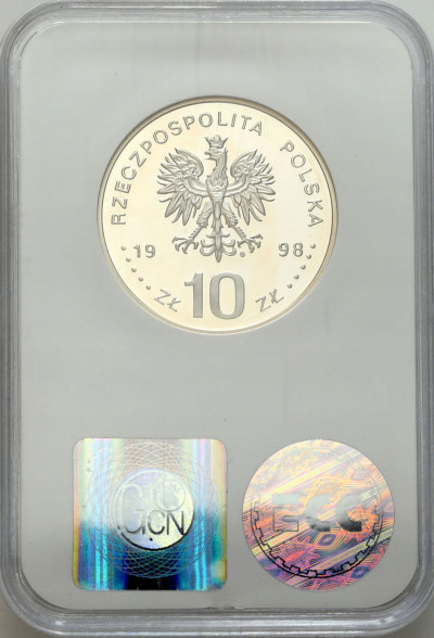 10 złotych 1998 Zygmunt III Waza półpostać - GCN PR70 - SREBRO