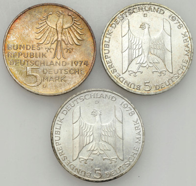 Niemcy. 2-5 marek 1969-1978 RÓŻNE, 3 szt – SREBRO