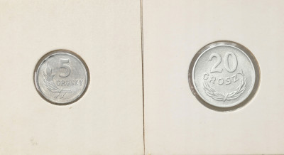 PRL. 20 groszy 1957 NAJRZADSZE i 5 groszy 1967