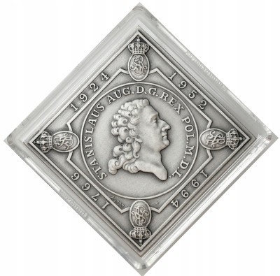 III RP. Klipa medalowa z 1994 roku. Otwarcie nowego gmachu Mennicy - SREBRO
