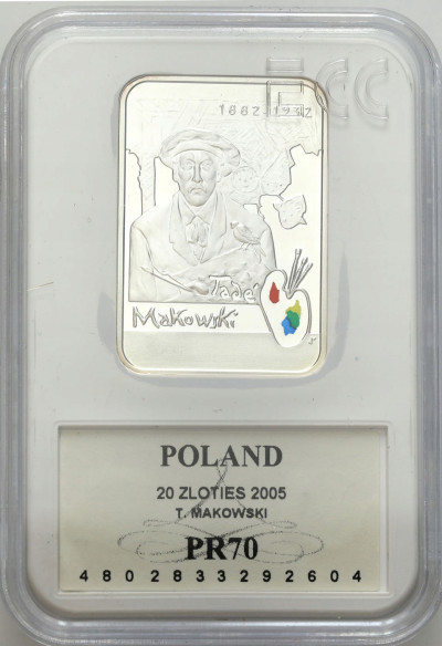 20 złotych 2005 Makowski GCN PR70 - SREBRO