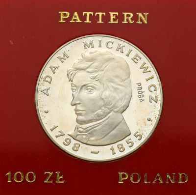 PRÓBA Srebro 100 złotych 1978 Adam Mickiewicz