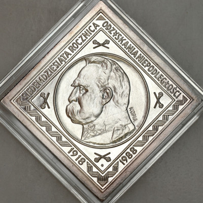 REPLIKA 5 złotych 1934 klipa Piłsudski 1988 - SREBRO