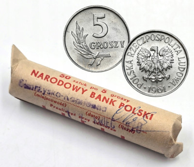 PRL. 5 groszy 1961 - 50 sztuk - RULON BANKOWY