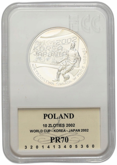 10 złotych 2002 Korea Japonia GCN PR70 – SREBRO