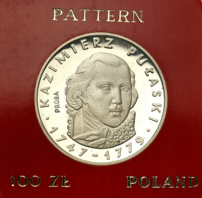 PRÓBA Srebro 100 złotych 1976 Kazimierz Pułaski