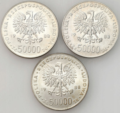 PRL. 50.000 1988 Piłsudski SREBRO – 4 szt.