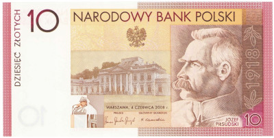 10 złotych 2008 Józef Piłsudski – UNC