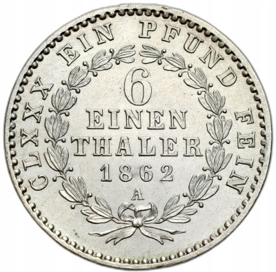 Niemcy Anhalt - Bernburg 1/6 Talara 1862 A - PIĘKNY