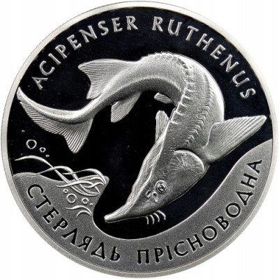 Ukraina 10 hrywien 2012 ryba jesiotr SREBRO
