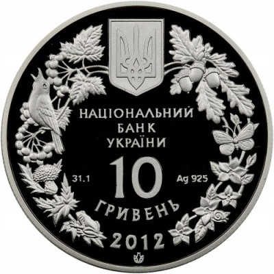 Ukraina 10 hrywien 2012 ryba jesiotr SREBRO