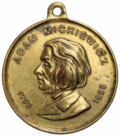 Polska pod zaborami. Medal pamiątkowy Adam Mickiewicz 1904 - RZADKI