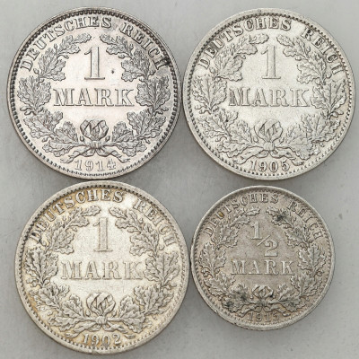 Niemcy. 1/2 – 1 marka 1902-1914 J,A, SREBRO – 4 szt