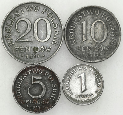 Królestwo Pol. Zestaw Fenigów 1,5,10 i 20 fenigów – 4 szt
