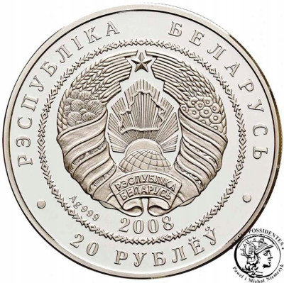 Białoruś 20 rubli 2008 rysie