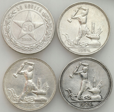 Rosja. Połtinnik (50 kopiejek) 1922-1926 Petersburg – 4 szt