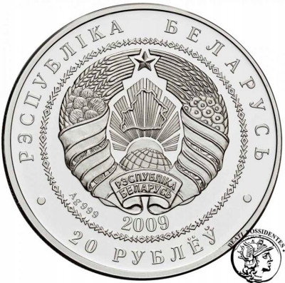 Białoruś 20 Rubli 2009 wiewiórki - uncja SREBRO