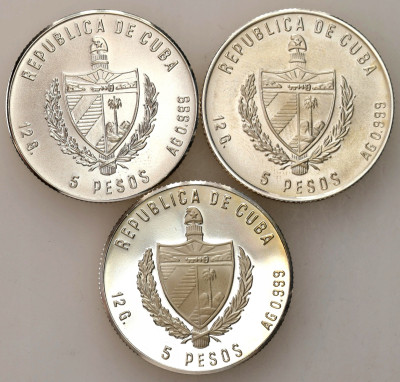 Kuba. 5 peso zestaw 3 sztuk – SREBRO