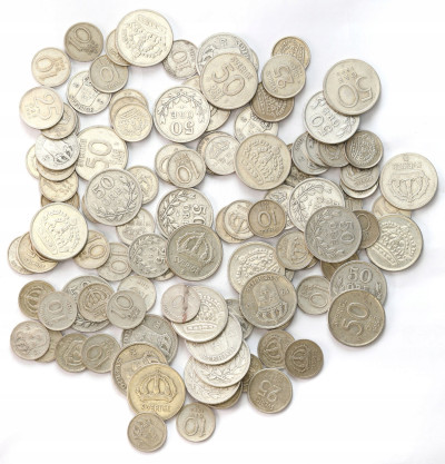 Szwecja. 10 – 50 ore RÓŻNE DATY, SREBRO – 106 szt