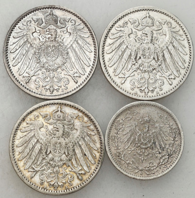Niemcy. 1/2 – 1 marka 1902-1914 J,A, SREBRO – 4 szt