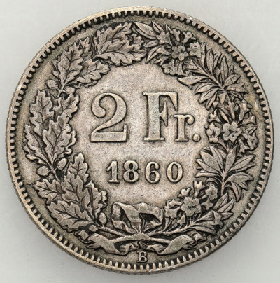 Szwajcaria. 2 franki 1860 B, Berno - RZADKIE