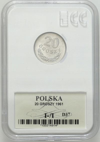 PRL. 20 groszy 1961 SKRĘTKA – BARDZO ŁADNE