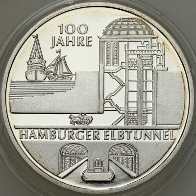 Niemcy 10 euro 2011 100 rocznica - Tunel drogowy pod Łabą w Hamburgu