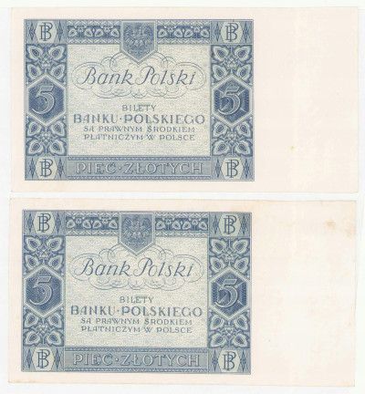 5 złotych 1930 seria CE. Zestaw 2 sztuki