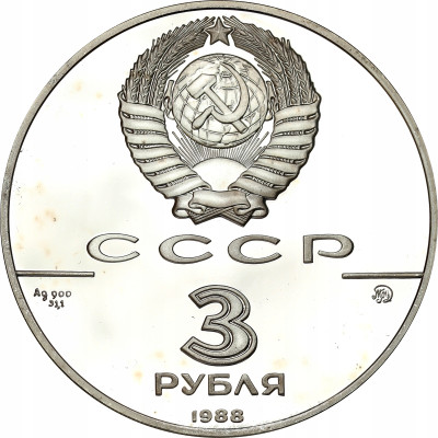 Rosja ZSRR. 3 ruble 1988 Sobór Sofijski w Kijowie - SREBRO