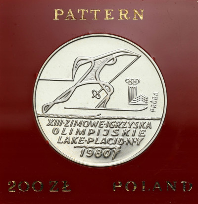 PRÓBA Srebro 200 złotych 1980 Olimpiada Lake Placid znicz