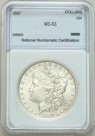 USA - 1 dolar Morgana 1887 - SREBRO NNC MS63