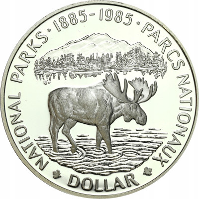 Kanada. 1 dolar 1985 Parki Narodowe – SREBRO + certyfikat