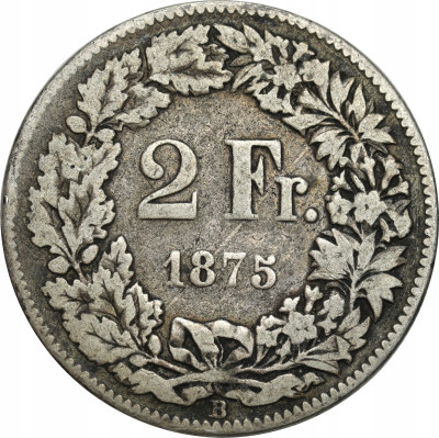 Szwajcaria. 2 franki 1875 B, Berno - RZADKIE - SREBRO