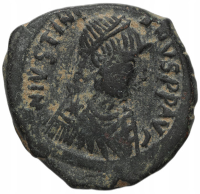 Bizancjum, Justyn I (518–527). Follis 522-527, Konstantynopol?
