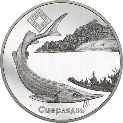 Białoruś. 20 rubli 2007 – Jesiotr – SREBRO Uncja + certyfikat