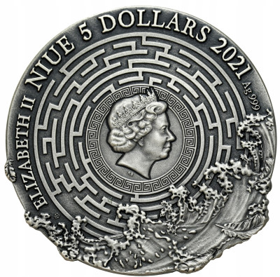 Niue. 5 dolarów 2021 Mitologia - Dedal i Ikar, RZADKOŚĆ – 2 UNCJE SREBRA